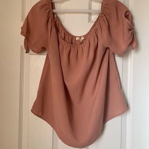 Pink Off-the-Shoulder Short Sleeve